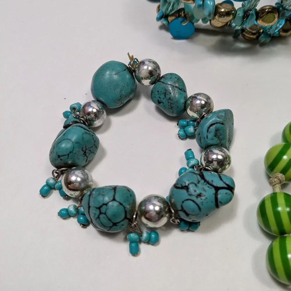 Beaded Bracelet Lot 7 Fashion Jewelry Ready to Wear Variety Colors Styles Stack